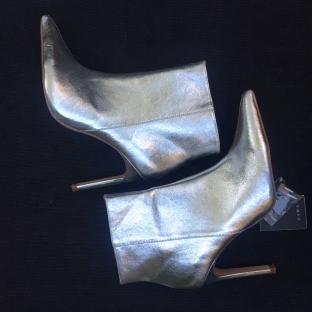 Zara Silver Ankle Boots